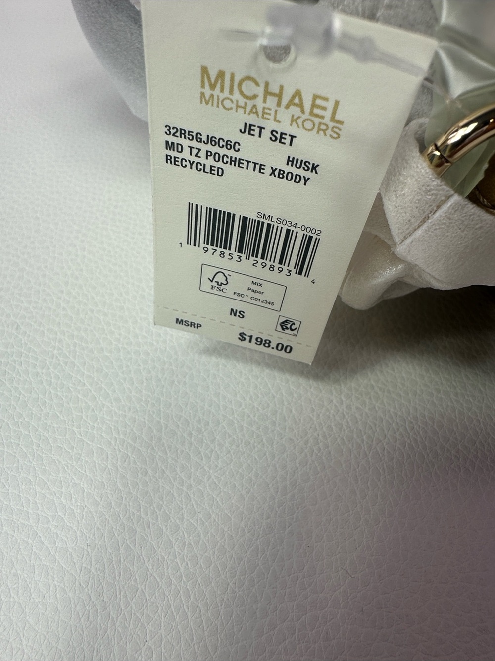 NEW Michael Kors Jet Set Crossbody Bag with Gold Hardware for in Husk - Picture 6 of 6